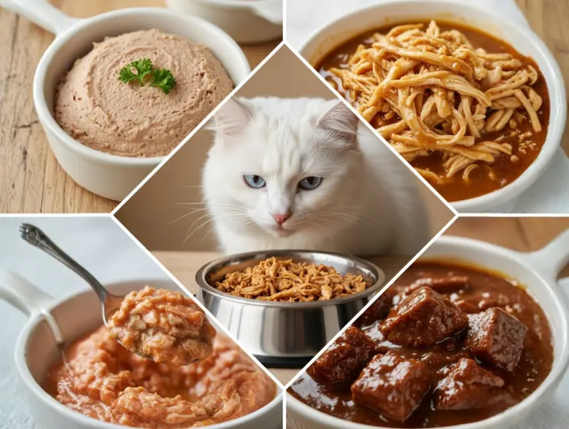 Best wet cat food varieties for picky eaters: pate, gravy, and shredded textures.